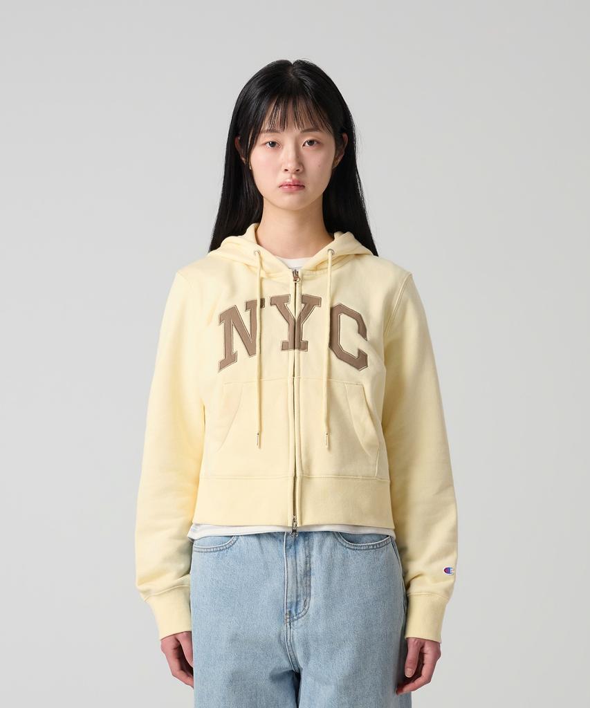 Champion Женская укороченная худи на молнии NYC Кремовая