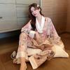 Spring New Luxury Chinese Lapel Home Pajamas Set Satin Unique Beauty Women's Pajamas Home Wear Pajamas