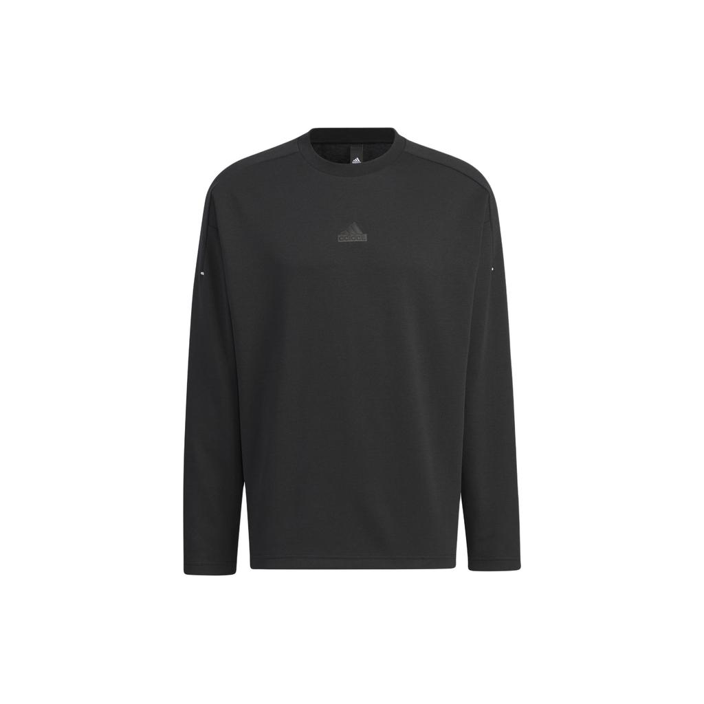 Adidas Solid Color Logo Sports Casual Comfortable Crew Neck Long Sleeve T-Shirt Men Tops Black IY8032