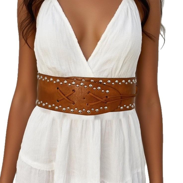 Новый пояс-корсет с широкой шнуровкой и заклепками Shein WISH