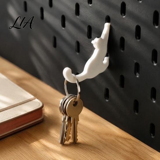 Jewelry Display Hooks 4PCS Cat Shaped Hangers for Pegboard, Wall Organizer Decorative Storage Cartoon Decor Hooks, Stable PLA Structure Holders