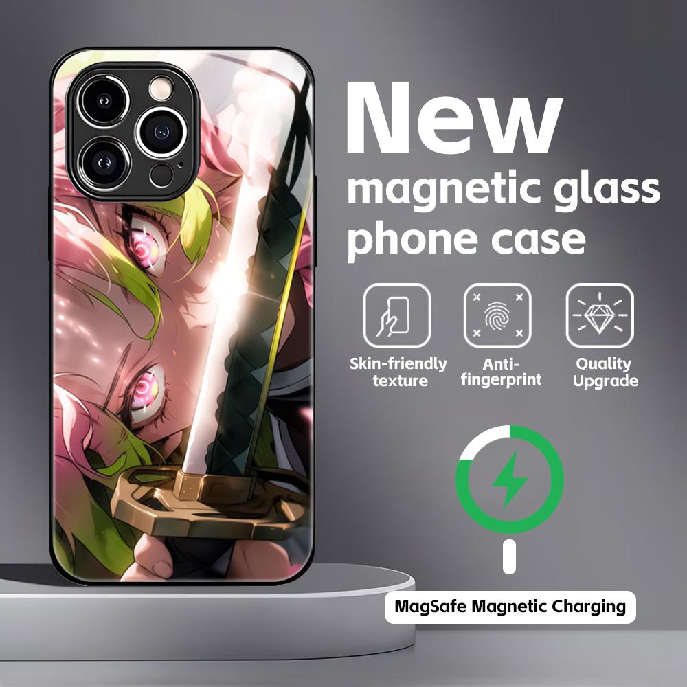 Anime Demon Slayer cool Phone Case For iPhone 16 15 14 13 12 11 X XR XS 8 Plus Mini Pro Max Glass Magnetic Case