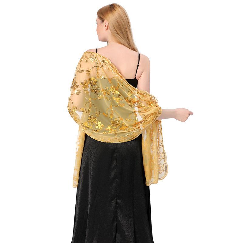 Sequined Shawl Cheongsam Shawl Color Women Scarf Fashion Pure Evening Gown