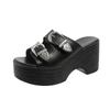 Fashion Sexy 9CM Thick Bottom Bow-shaped Women's Slippers Summer Platform Black Buckle Wedge Sandals Ladies Thick Casual Mules Sandalias
