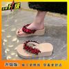 Сказочные кружевные шлепанцы с толстой подошвой и нескользящей подошвой для пляжного отдыха летом 2025 года, женские тапочки для улицы