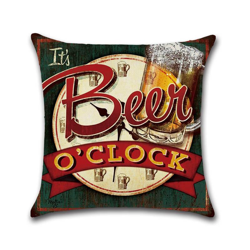 Retro Beer Cushion Cover Beer Throw Pillow Case Cover Cojines Decorativos Para Sofa Housse De Coussin Kussenhoes Funda Cojin