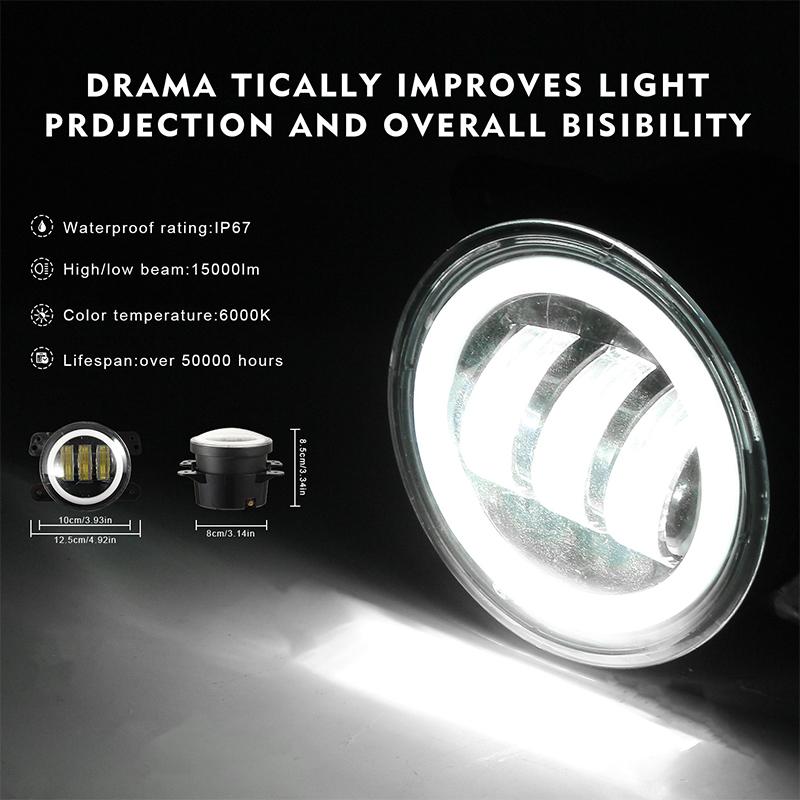 2 шт. 4 "светодиодные ступенчатые противотуманные фары, белые дневные ходовые огни, указатель поворота, янтарная стрелка, Jeep Wrangler JK LJ TJ Dodge Chrysler Travel Universal