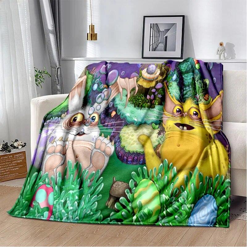 Мягкое плюшевое одеяло «Мои поющие монстры», видеоигра, фланелевое одеяло для гостиной, спальни, кровати, дивана, пикника