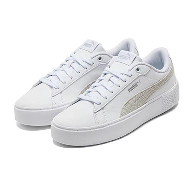 Puma Smash Platform Low Top Sneakers Women Sneakers White Gray 383877-02