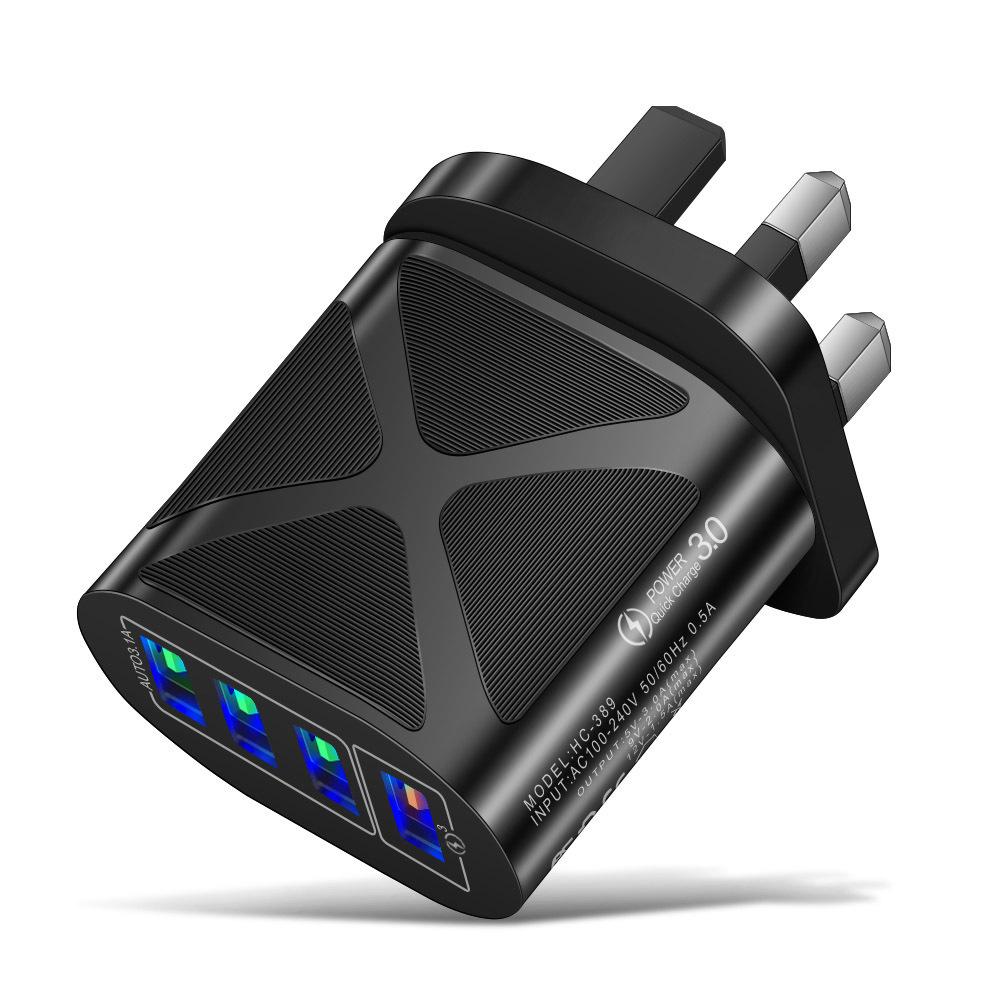 48-ваттное 4-портовое USB-быстрое зарядное устройство QC3.0 с вилками US EU UK