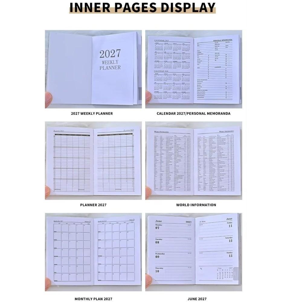64 Sheets 2027 Agenda Book Leather Cover Pocket Planner Diary Book English Plan Book Personal Time