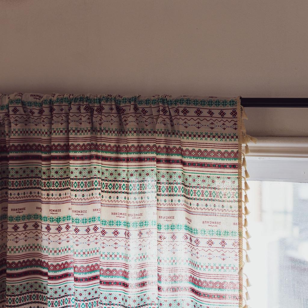 Curtains Finished, Bohemian Bedroom Small Window Decoration Semi-Blackout Kitchen Curtain Covering Small Window