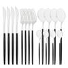 16pcs Upscale Black Gold Complete Dinnerware Set Stainless Steel Tableware Set Knife Fork Coffee Spoon Flatware Set Cutlery Set