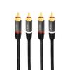 RCA audio cable 2xRCA M/M 0.5m LogiLink black metal shielded gold-plated stereo for home cinema