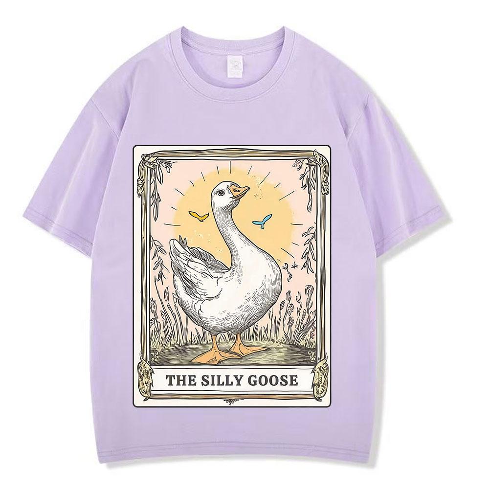 Silly Goose Tarot Card Funny Meme Graphic Tees Unisex Unisex Fashion Tshirts Summer Cotton Loose Harajuku Aesthetic Trendy Tshirts