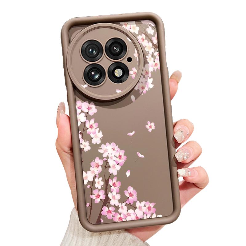 Pink Peach Blossoms Floral Pattern Case For Oneplus 15 Nord 5 13R 12R 11R 5G Shockproof Bumper Soft Silicone Cover For OnePlus 13 13T 12
