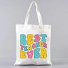 Cute Women Canvas Tote Bag Reusable Commuting Bags Gift for Teacher Trendy Ladies Shoulder Handbag Shopping Bag