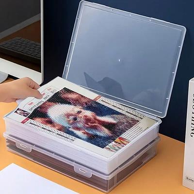 1 шт. коробка для хранения ромбовидных картинок формата А4 с крышкой - прозрачный пластиковый настольный ящик для хранения инструментов и принадлежностей для рукоделия, пылезащитный квадратный держатель для файлов