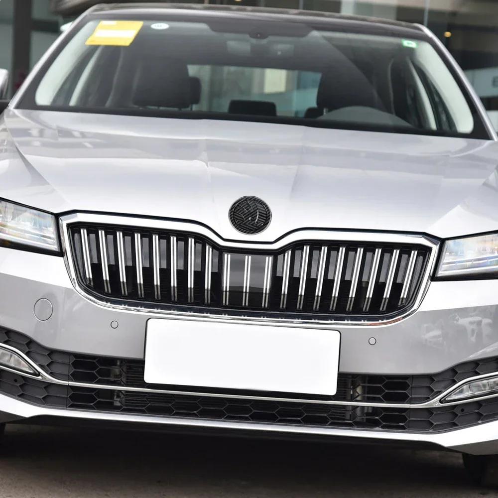 Car Sticker 2025 New 8/9/10cm Carbon Fiber Badge Car Front Hood Emblem Tail Trunk Logo Sticker For Skoda Octavia Karoq Skoda S V