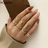 8 Pieces /Set Of Punk Metal Geometric Ring Round Hollow Ladies Ring Luxury Open Joint Ring  Female Fashion Jewelry Gift