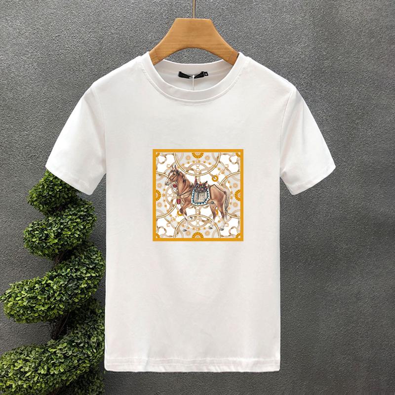High Quality Luxury Brand 100% Cotton Design Horse Printing Tees Summer Harajuku Men/Women Short Sleeve T-shirt Asian Size S-5XL