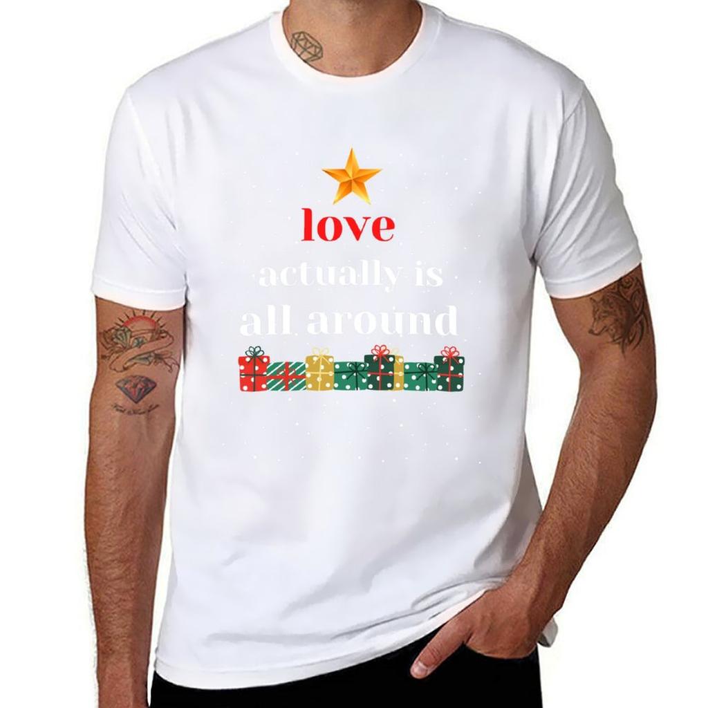 Love Actually Is All Around Tshirt Sweat Resistant Workout Tee Shirt