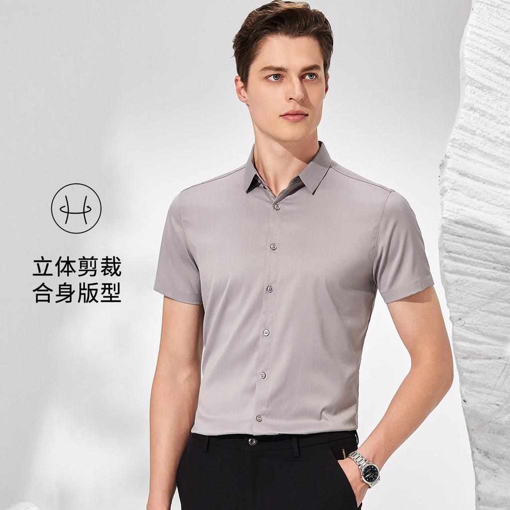 Summer Short-Sleeved Shirt with Mulberry Silk