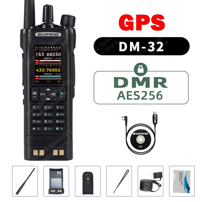 Baofeng DMR DM-32 Digital Walkie Talkie GPS Dual Mode Analog Aes256 TDMA Dual Time Slot AM FM APRS Long Range Call Ham Radio