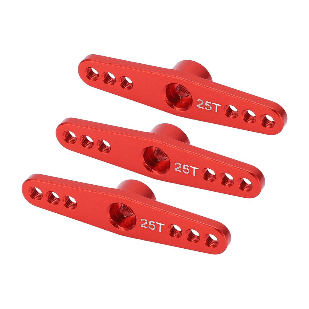 3Pcs 25T Aluminum Alloy RC Servo Arm Horn Long Type for 1 10 Remote Control Car Upgrade PartRed