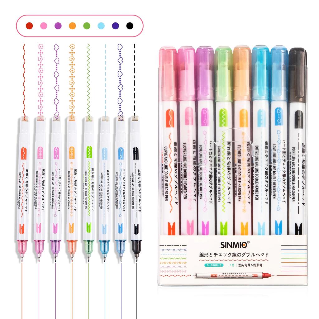 3 шт. Kawaii Flowers Line Shaped маркеры-маркеры с роликовым наконечником изогнутые линейные маркеры для письма канцелярские принадлежности для рисования