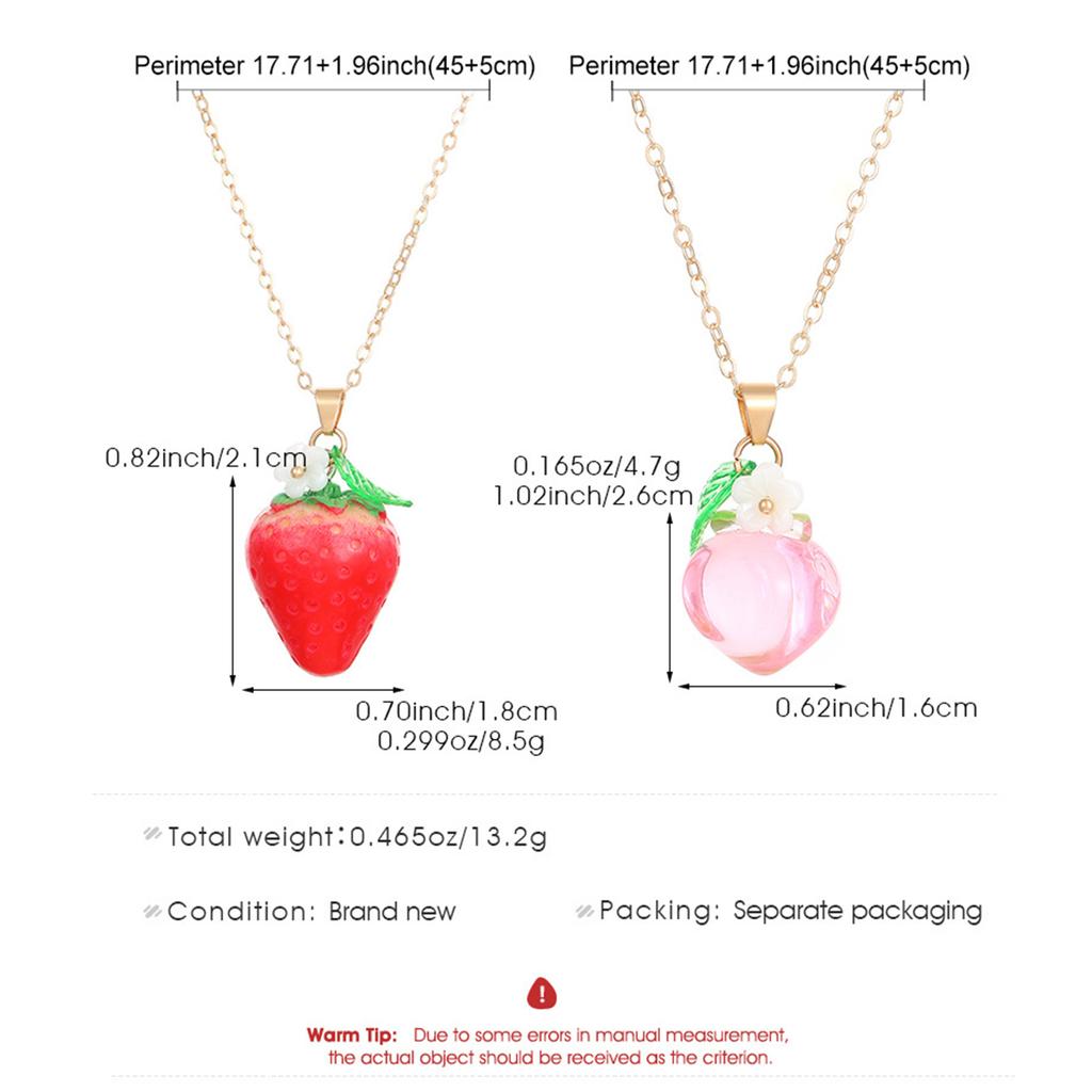 Strawberry/Peach Pendant Necklace Fruit Necklace Alloy Texture Fashion and Trendy Jewelry Suitable for Fashion Lover