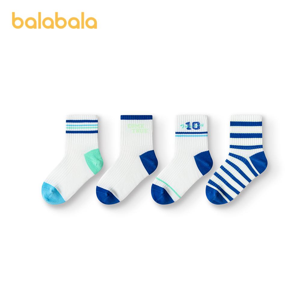 Balabala Children's Socks Summer Mesh Socks Thin Breathable Boys and Girls College Style Short Socks Four Pair Set