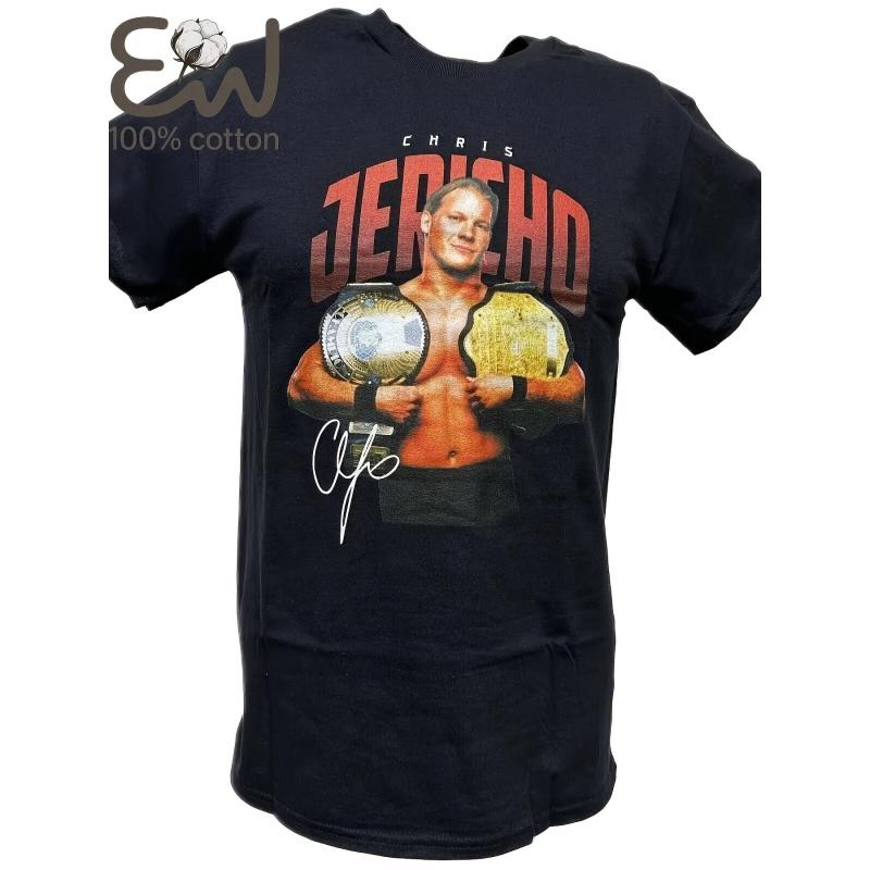 This Heavyweight Wrestling T-Shirt for Men, Featuring Chris Jericho, Has an Officially Licensed Relaxed-Fit Design with Short Sleeves, Showcasing a
