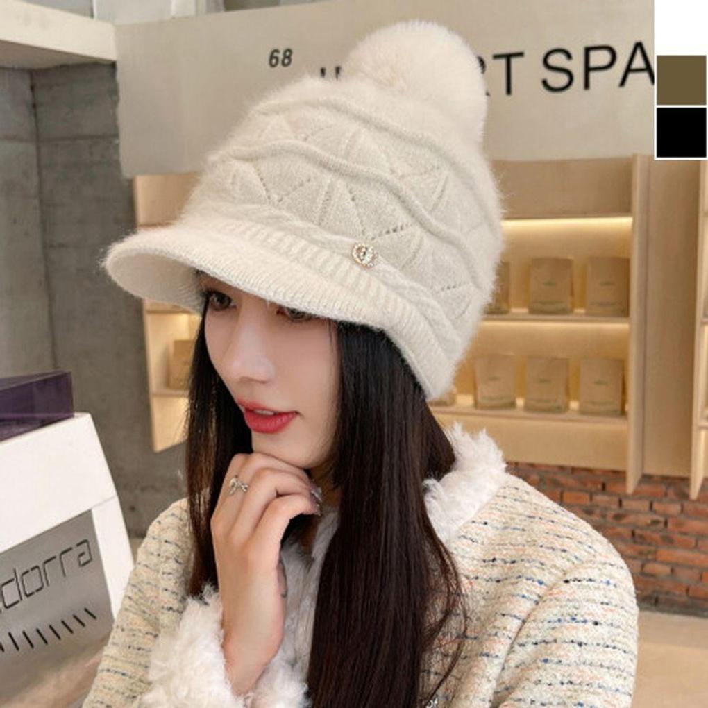 Sparkly Pom Pom Knit Hat 1P Winter Warmth Cap