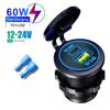 60 Вт 12/24 В USB автомобильное зарядное устройство гнездо PD & QC 3.0 быстрая зарядка для автомобиля мотоцикла водонепроницаемый для автомобиля мотоцикла грузовика автофургона лодки