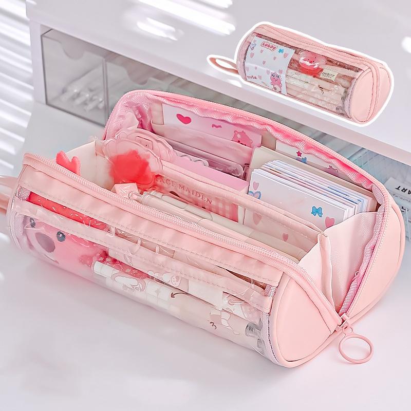1 шт., простой пенал в креативном стиле, милый пенал ярких цветов, прозрачная сумка для канцелярских принадлежностей большой емкости