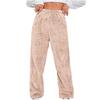 Women's Fashionable Relaxed-Fit Trousers Sporty Fleece-Lined Solid-Colour Cuffed Trousers