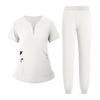 Women's Uniform Quick Drying Fabric Solid Color V-neck Zipper Pocket Short Sleeved Pants Set Caregiver Set