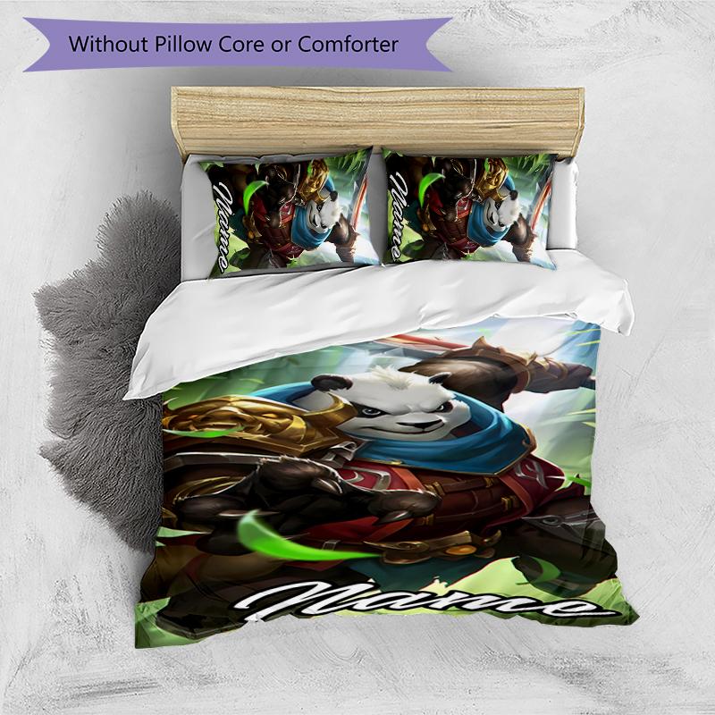 3pcs Custom Name World of Warcraft Bedding Set Duvet Cover Closure Includes 1 Duvet Cover & 2 Pillowcases for All Seasons Bedroom Decor
