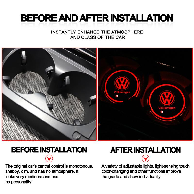 7 Color LED Car Cup Holder Light Luminous Coaster Water Cup Pad for Volkswagen VW Golf 6 7 MK4 TSI TDI Magotan B5 B6 B7 Touareg