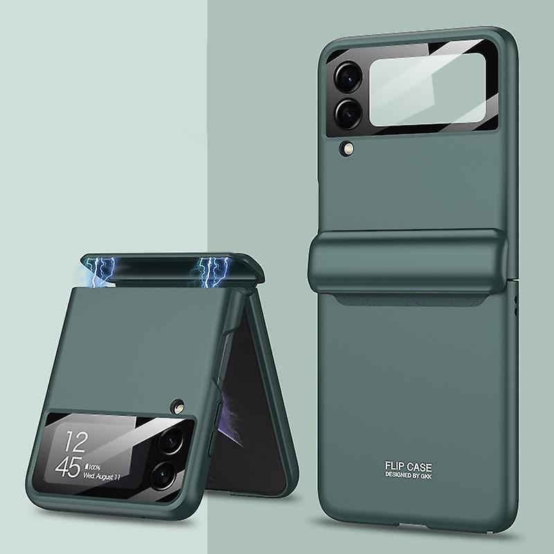Absorption Hinge Hard PC Case for Samsung Galaxy Z Flip3 5G Phone Cover with Built-in Tempered Glass