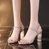 Luxury and Elegant High Heel Women's Shoes 2024 New Transparent Straight Line with Simple Fairy Style High Heel Sandals Trafza