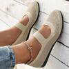 Women's Hollow Solid Color Round Head Breathable Flat Shoes Sandals