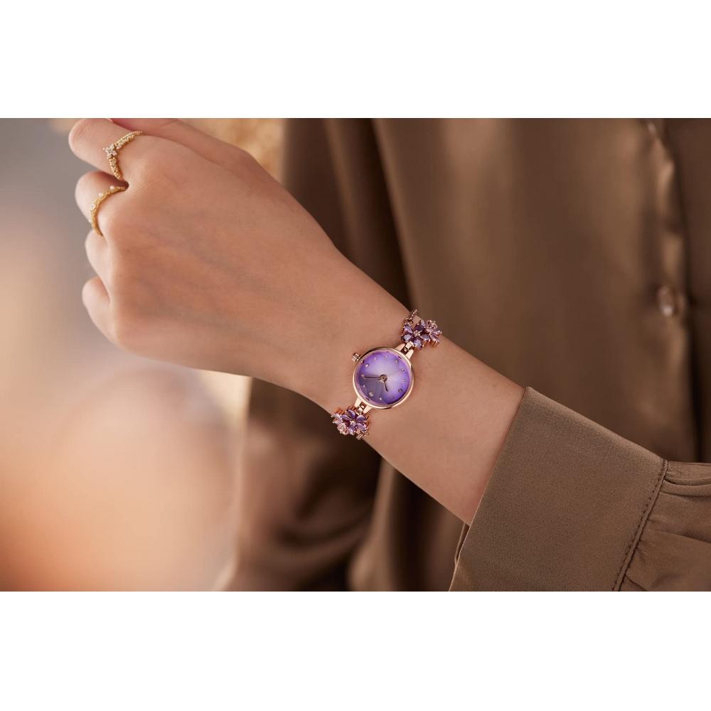 TIME100 Женские часы с японским кварцевым браслетом и многогранным стеклянным кристаллом, водонепроницаемые женские часы (фиолетовый)