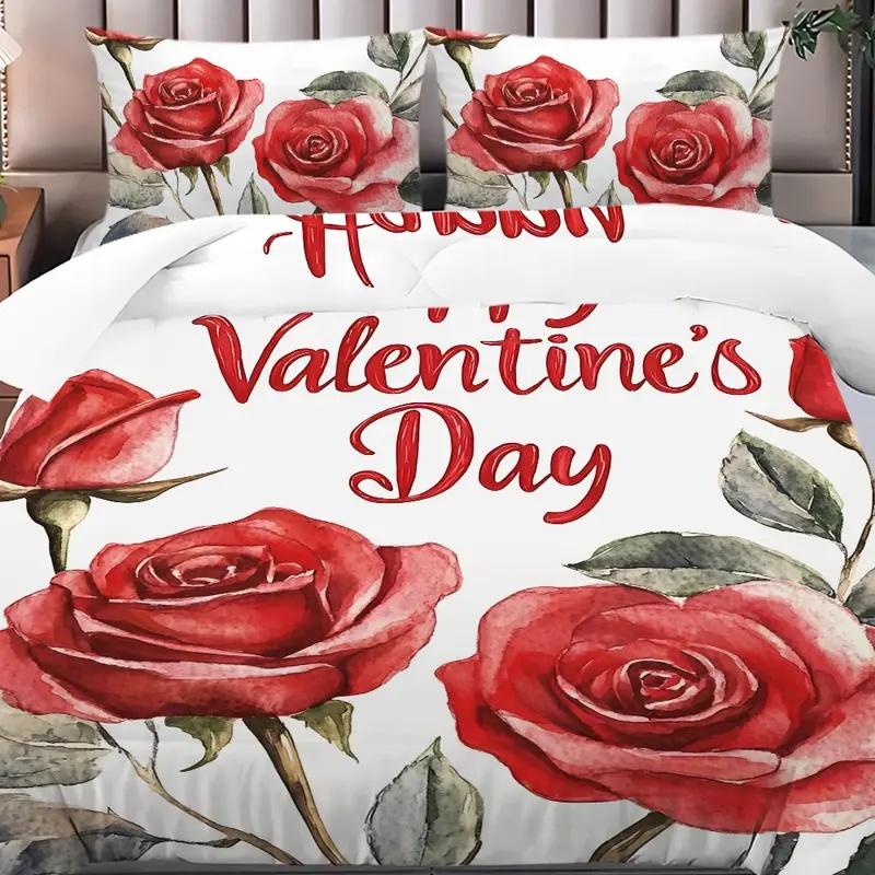 Набор постельного белья из полиэстера с розовым грузовиком на День святого Валентина, 3 предмета - Включает пододеяльник и наволочки, мягкий и удобный