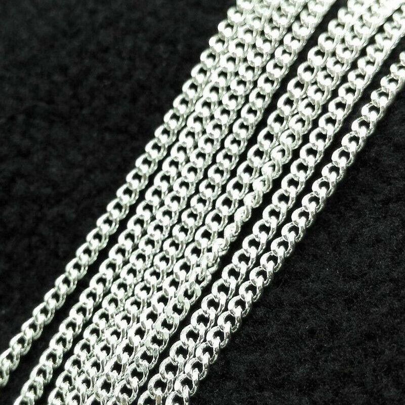 Серебряное ожерелье с цепочкой O шириной 1 мм для женщин и мужчин, цепочка с подвеской длиной 16-24 дюйма