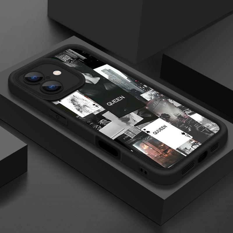 Чехол для iPhone 16 Pro Max 15 Pro 14 Plus 13 12 11 XS XR 8 7 с рисунком туза пик и королевы, противоударный, мягкий, из силикона, матовый, из ТПУ