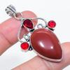 Natural Mookaite, Garnet Gemstone 925 Sterling Silver Jewelry Pendant 2.29" C5A01