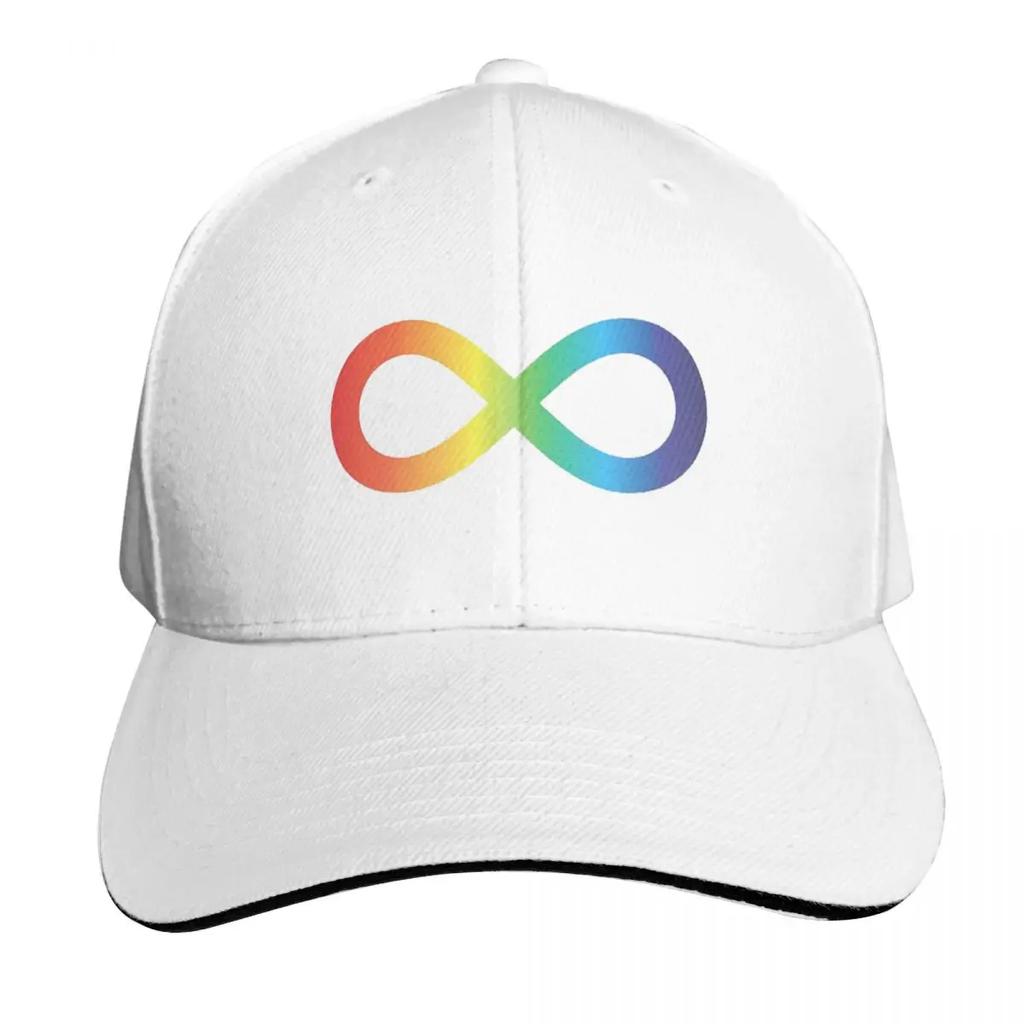 Rainbow Infinity Symbol Awareness Cap Fashion Casual Baseball Caps Adjustable Hat Summer Unisex Baseball Hats Polychromatic