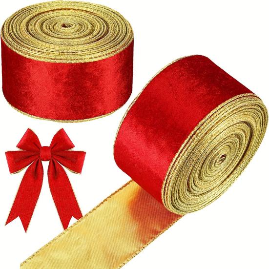 Christmas Ribbon Solid Color Polyester Craft Ribbon for Gift Wrapping Bows 5-Yard Holiday Decor DIY Projects Supplies